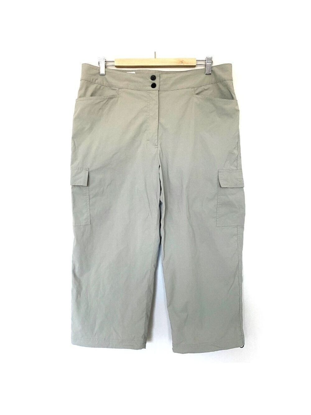 Tilley Goes with Anywhere Cargo Capri Pants Khaki Beige Sz 14 Canada